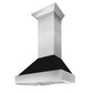 ZLINE 36 in. Kitchen Package with Satin Stainless Steel Dual Fuel Range with Black Matte Door and Convertible Vent Range Hood (2KP-RASBLMRH36)
