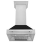 ZLINE 30 in. Satin Stainless Steel Wall Mount Range Hood with Colored Shell and Stainless Steel Handle (8654SNX-30) front, under.