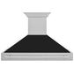 ZLINE 48 in. Satin Stainless Steel Wall Mount Range Hood with Colored Shell and Stainless Steel Handle (8654SNX-48)