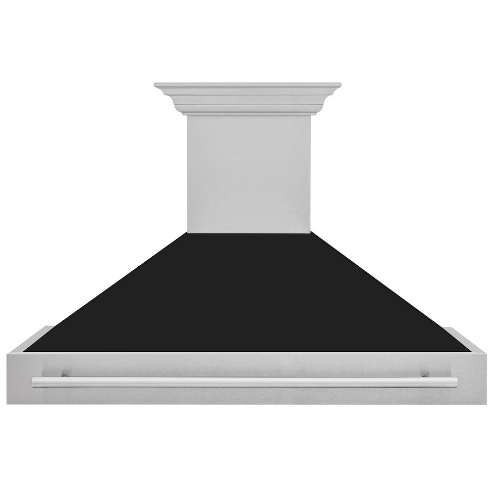 ZLINE 48 in. Satin Stainless Steel Wall Mount Range Hood with Colored Shell and Stainless Steel Handle (8654SNX-48)