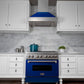 ZLINE Ducted Satin Stainless Steel Wall Mount Range Hood with Blue Gloss Shell and Size Options (8654BG)