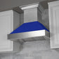 ZLINE Ducted Satin Stainless Steel Wall Mount Range Hood with Blue Matte Shell and Size Options (8654BM)