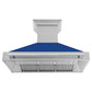 ZLINE 48 in. Satin Stainless Steel Wall Mount Range Hood with Colored Shell and Stainless Steel Handle (8654SNX-48) front, under.