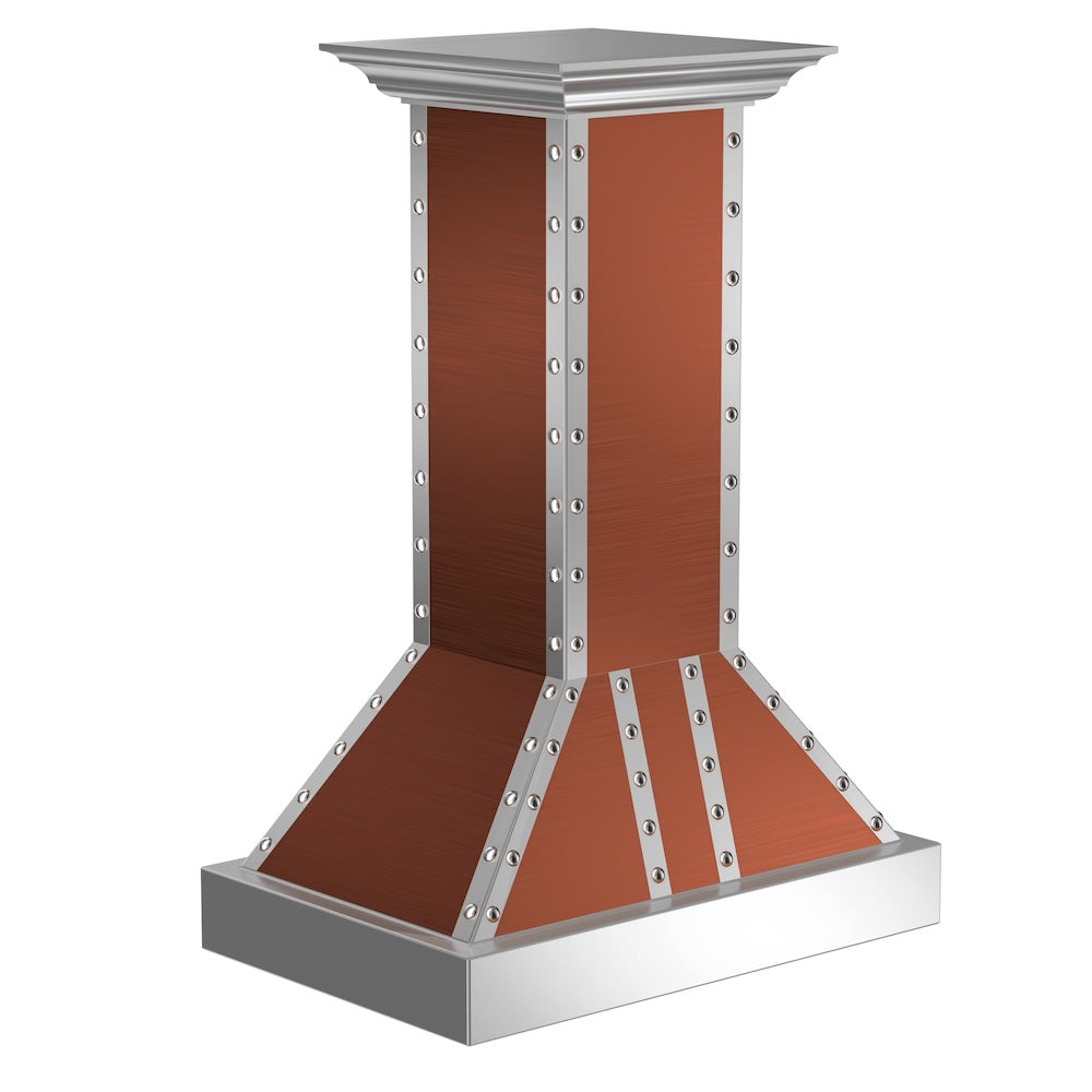 ZLINE 30 in. Designer Series Copper Island Mount Range Hood with Satin Stainless Steel Trim (655i-CSSSS-30)