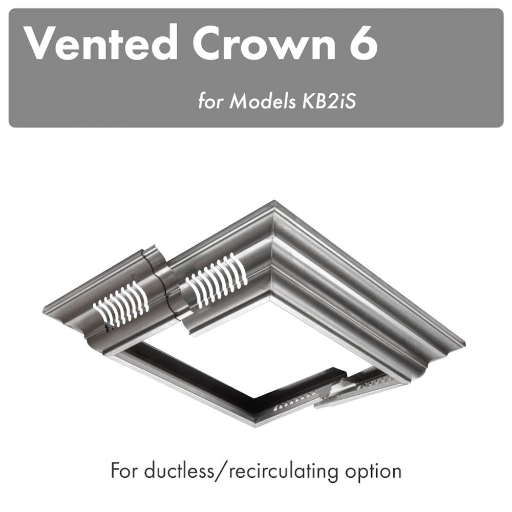 ZLINE Vented Crown Molding Profile 6 for Island Mount Range Hood in Satin Stainless Steel (CM6V-KB2iS) main image.