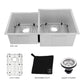 ZLINE 32 in. Jackson Undermount Double Bowl Kitchen Sink with Bottom Grid and Color Options (SRDL-32)