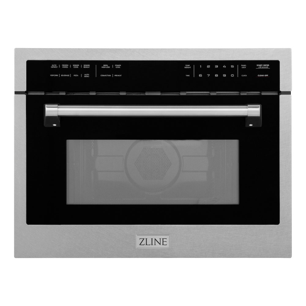 ZLINE 24 in. 1.6 cu ft. Built-in Convection Microwave Oven in Satin Stainless Steel with Speed and Sensor Cooking, Open Box-Excellent Condition main image.