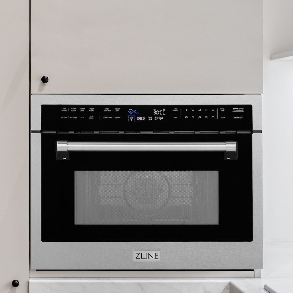 ZLINE 24 in. 1.6 cu ft. Built-in Convection Microwave Oven in Satin Stainless Steel with Speed and Sensor Cooking, Open Box-Excellent Condition