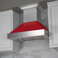 ZLINE Ducted Satin Stainless Steel Wall Mount Range Hood with Red Gloss Shell and Size Options (8654RG)
