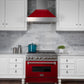 ZLINE Ducted Satin Stainless Steel Wall Mount Range Hood with Red Gloss Shell and Size Options (8654RG)