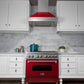ZLINE Ducted Satin Stainless Steel Wall Mount Range Hood with Red Gloss Shell and Size Options (8654RG) front, under.