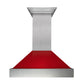 ZLINE Ducted Satin Stainless Steel Wall Mount Range Hood with Red Gloss Shell and Size Options (8654RG)