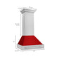 ZLINE 30 in. Satin Stainless Steel Wall Mount Range Hood with Colored Shell and Stainless Steel Handle (8654SNX-30) dimensional diagram.