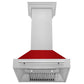 ZLINE 30 in. Satin Stainless Steel Wall Mount Range Hood with Colored Shell and Stainless Steel Handle (8654SNX-30) front, under.