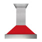 ZLINE Ducted Satin Stainless Steel Wall Mount Range Hood with Red Matte Shell and Size Options (8654RM)