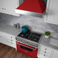 ZLINE Ducted Satin Stainless Steel Wall Mount Range Hood with Red Matte Shell and Size Options (8654RM)