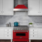 ZLINE Ducted Satin Stainless Steel Wall Mount Range Hood with Red Matte Shell and Size Options (8654RM)