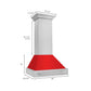 ZLINE 30 in. Satin Stainless Steel Wall Mount Range Hood with Colored Shell and Stainless Steel Handle (8654SNX-30) dimensional diagram.