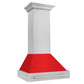 ZLINE 30 in. Satin Stainless Steel Wall Mount Range Hood with Colored Shell and Stainless Steel Handle (8654SNX-30)