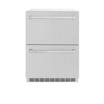 ZLINE 24 in. Touchstone 168 Can Outdoor-Rated Dual Refrigerator Drawer with Satin Stainless Steel Doors (RDSO-SN-24) main image.