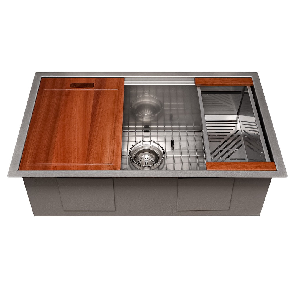ZLINE 33 in. Garmisch Undermount Single Bowl Kitchen Sink with Bottom Grid and Accessories with Color Options (SLS-33)