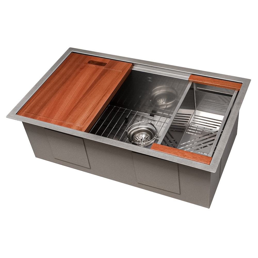 ZLINE 33 in. Garmisch Undermount Single Bowl Kitchen Sink with Bottom Grid and Accessories with Color Options (SLS-33)