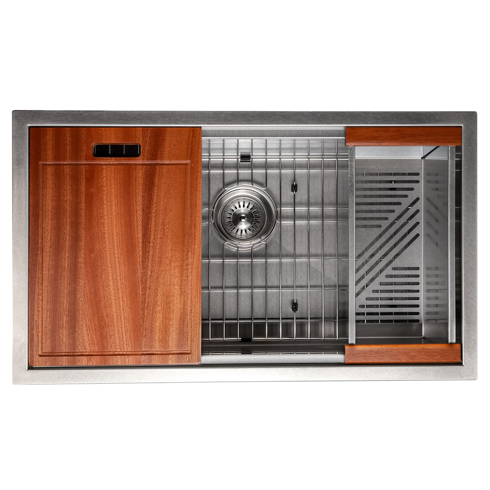ZLINE 33 in. Garmisch Undermount Single Bowl Kitchen Sink with Bottom Grid and Accessories with Color Options (SLS-33)