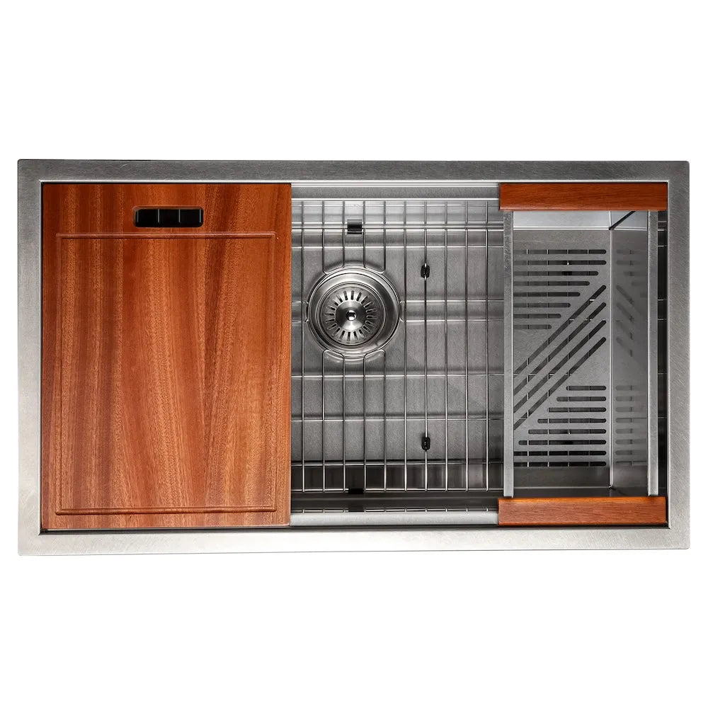 ZLINE 33 in. Garmisch Undermount Single Bowl Kitchen Sink with Bottom Grid and Accessories with Color Options (SLS-33)