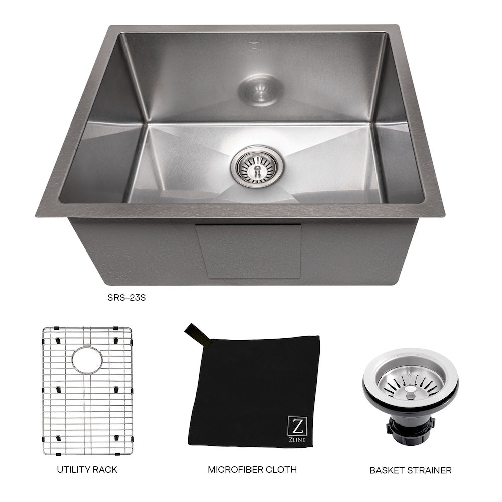 ZLINE 27 in. Meribel Undermount Single Bowl Kitchen Sink with Bottom Grid and Color Options (SRS-27)