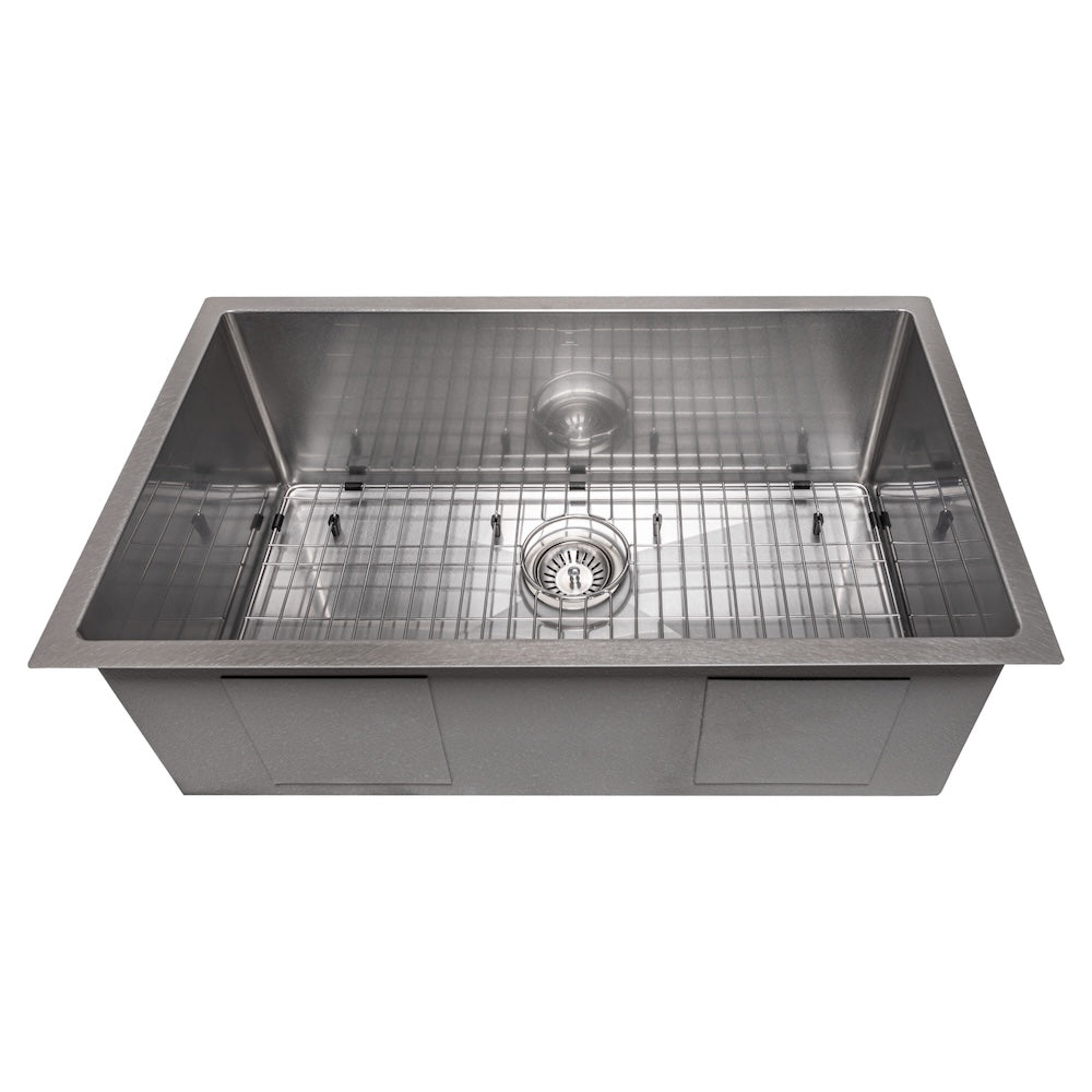 ZLINE 33 in. Meribel Undermount Single Bowl Kitchen Sink with Bottom Grid and Color Options (SRS-33)