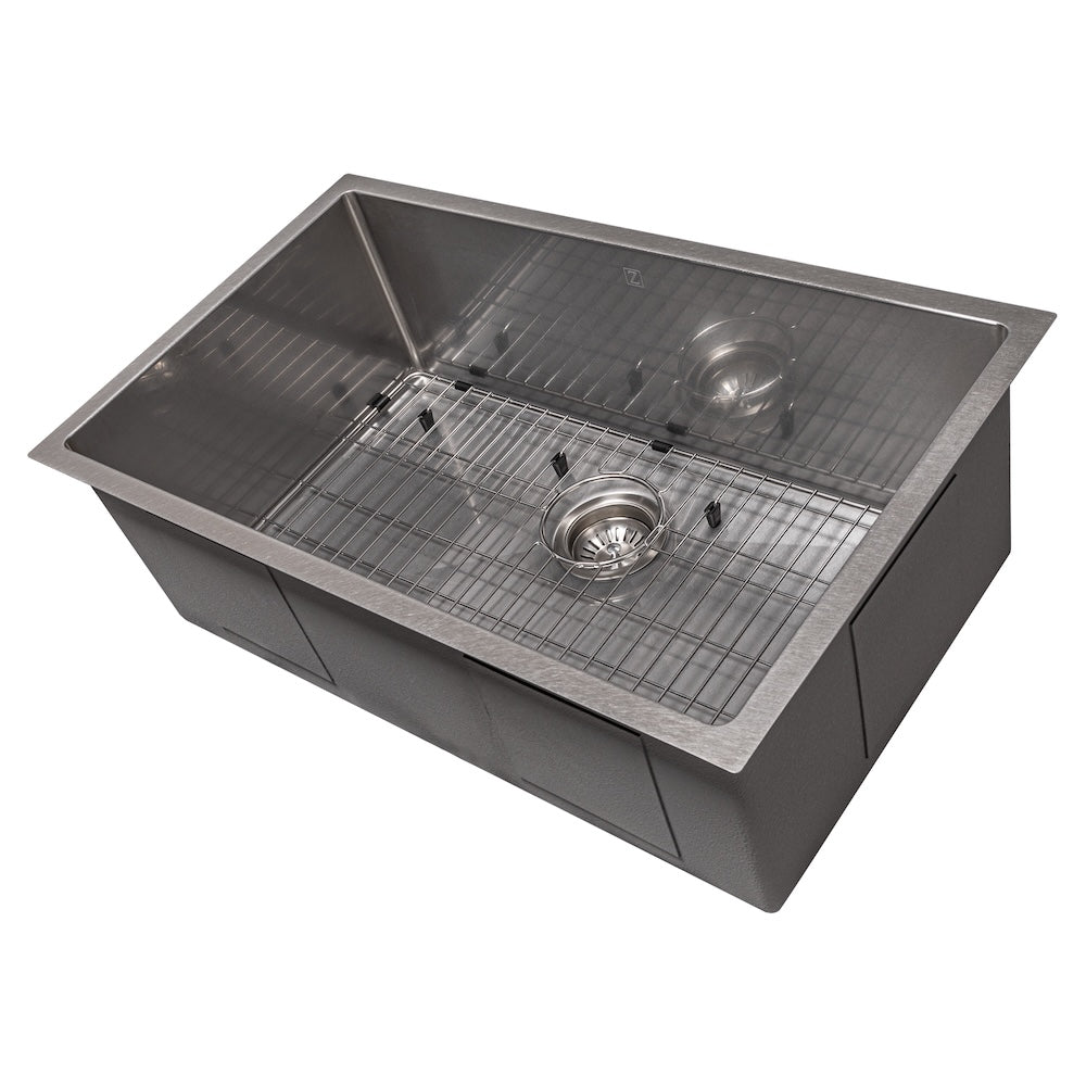 ZLINE 33 in. Meribel Undermount Single Bowl Kitchen Sink with Bottom Grid and Color Options (SRS-33)