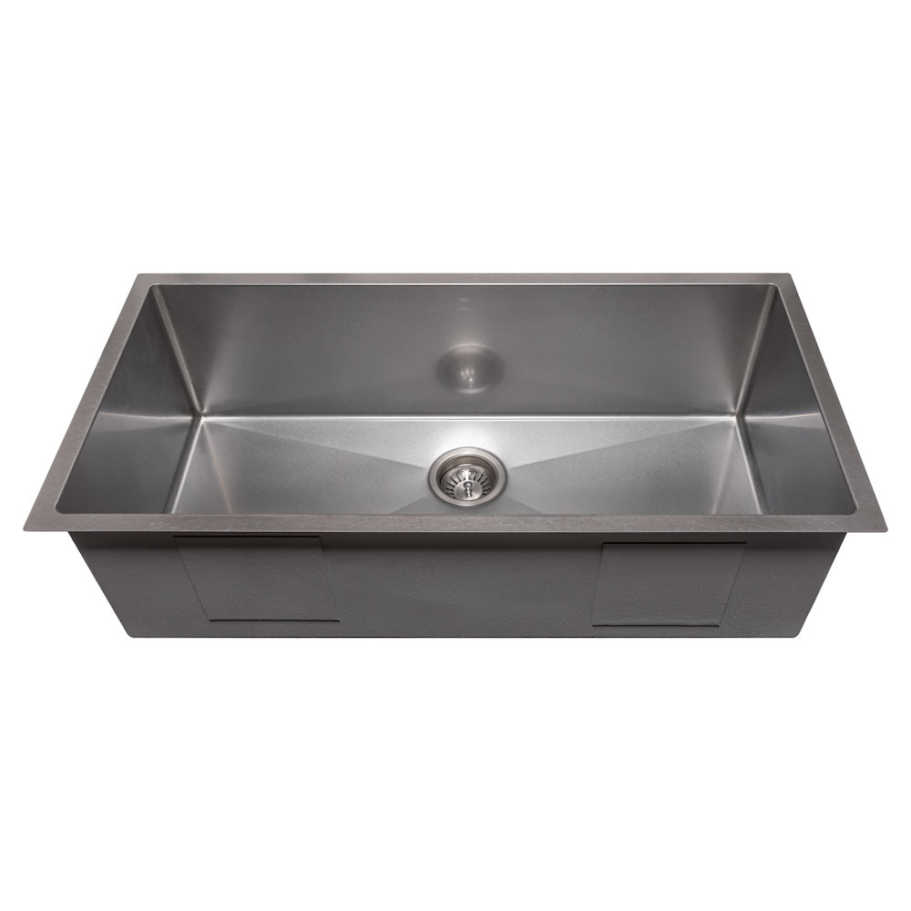 ZLINE 36 in. Meribel Undermount Single Bowl Kitchen Sink with Bottom Grid and Color Options (SRS-36) Satin Stainless Steel