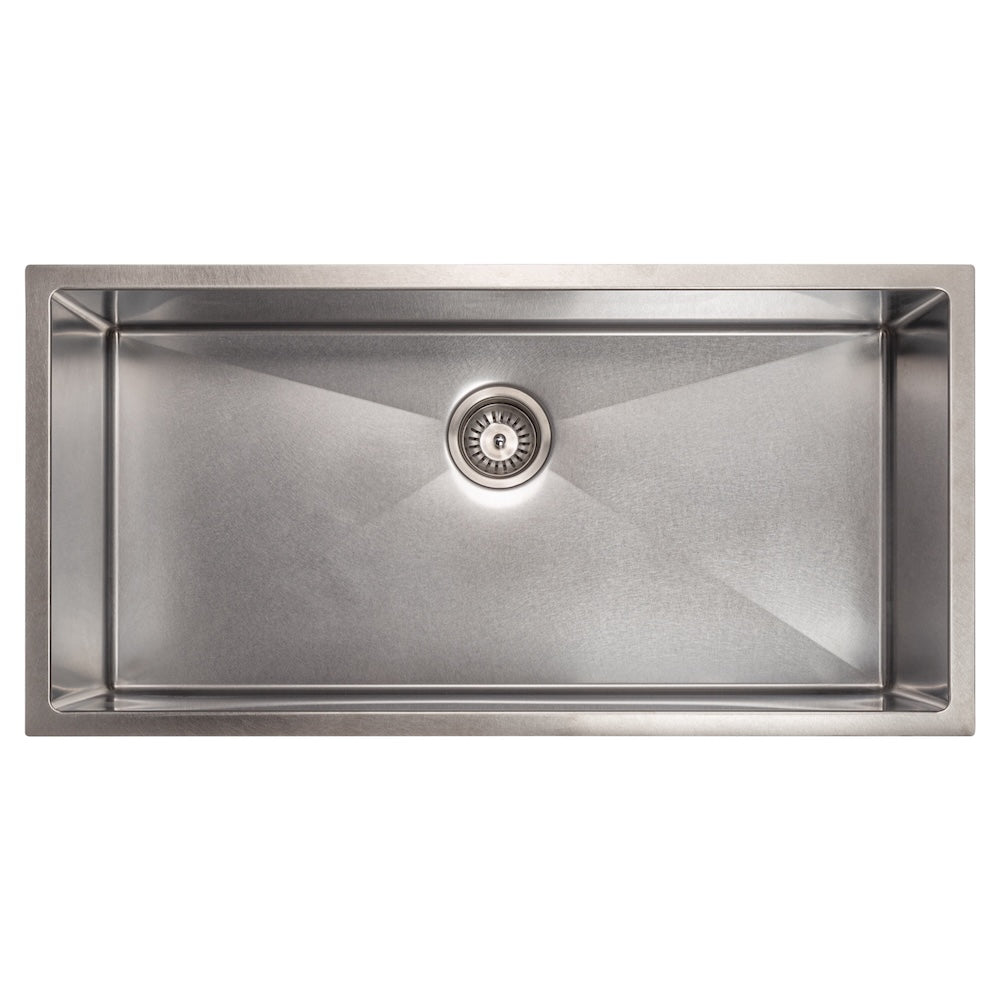 ZLINE 36 in. Meribel Undermount Single Bowl Kitchen Sink with Bottom Grid and Color Options (SRS-36) Satin Stainless Steel