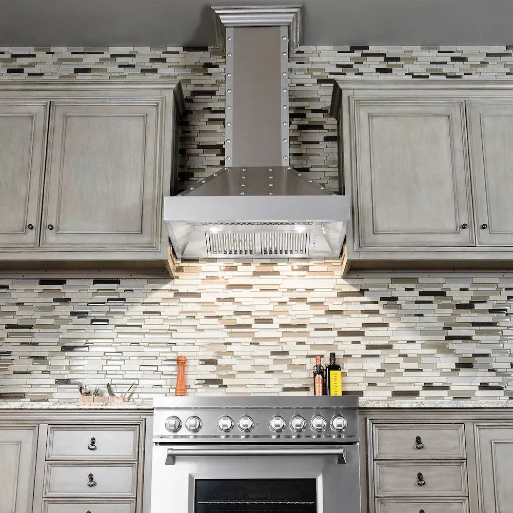 ZLINE Ducted Vent Designer Series Wall Mount Range Hood in Satin Stainless Steel with Size Options (655-4SSSS)