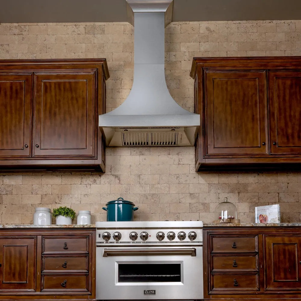ZLINE Designer Series Satin Stainless Steel Ducted Wall Range Hood with Size Options (8632S)