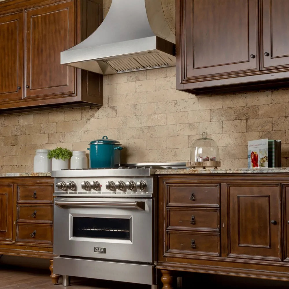ZLINE Designer Series Satin Stainless Steel Ducted Wall Range Hood with Size Options (8632S)