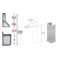 ZLINE 72 in. Satin Stainless Steel Extended Chimney and Crown (8654-E) dimensional diagram.
