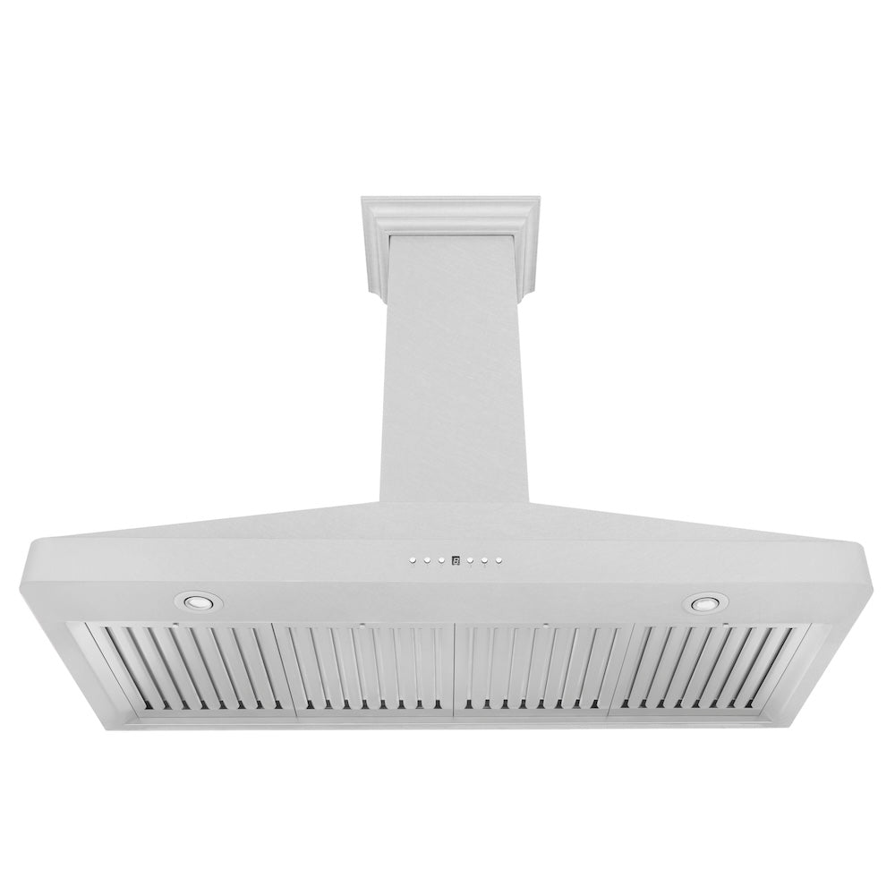 ZLINE Ducted Wall Mount Range Hood in Satin Stainless Steel with Size Options (8KF2S) front, under.