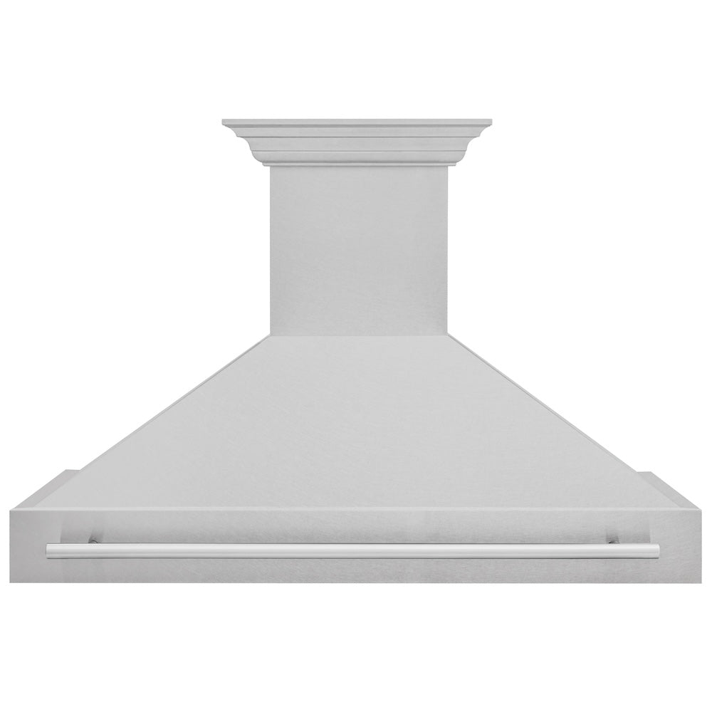 ZLINE 48 in. Satin Stainless Steel Wall Mount Range Hood with Colored Shell and Stainless Steel Handle (8654SNX-48)