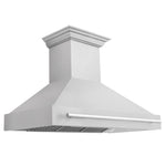 ZLINE 48 in. Satin Stainless Steel Wall Mount Range Hood with Colored Shell and Stainless Steel Handle (8654SNX-48)
