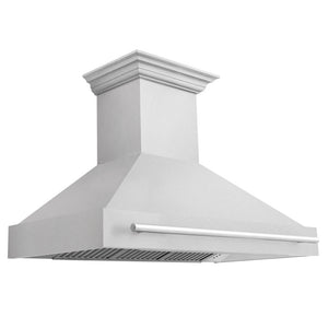 ZLINE 48 in. Satin Stainless Steel Wall Mount Range Hood with Colored Shell and Stainless Steel Handle (8654SNX-48) main image.