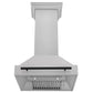 ZLINE Autograph Edition 30 in. Satin Stainless Steel Wall Mount Range Hood with Accent Handle (8654SNZ-30) front, under.