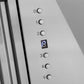 ZLINE Autograph Edition 48 in. Satin Stainless Steel Wall Mount Range Hood with Accent Handle (8654SNZ-48) control panel with digital display and buttons.