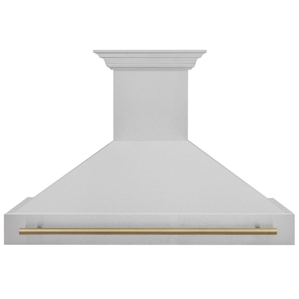 ZLINE Autograph Edition 48 in. Satin Stainless Steel Wall Mount Range Hood with Accent Handle (8654SNZ-48)