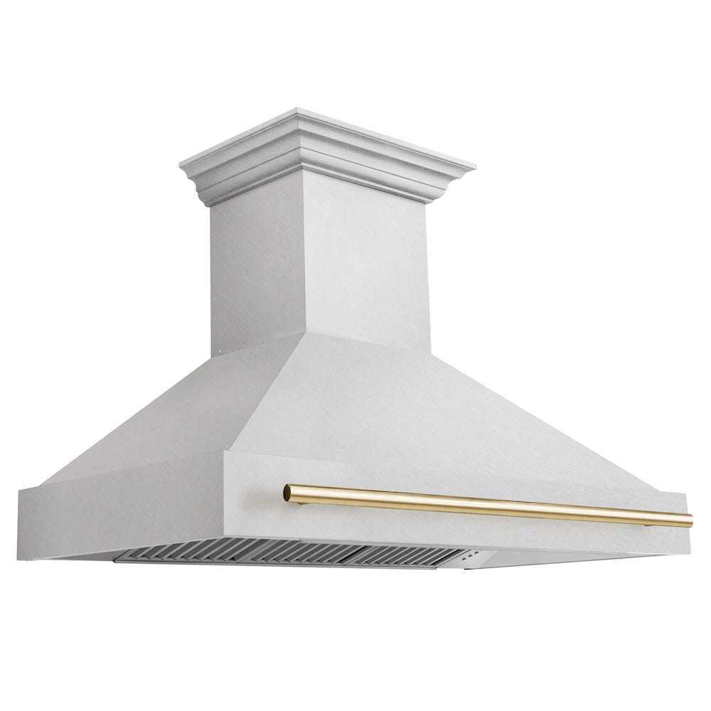 ZLINE Autograph Edition 48 in. Satin Stainless Steel Wall Mount Range Hood with Accent Handle (8654SNZ-48)