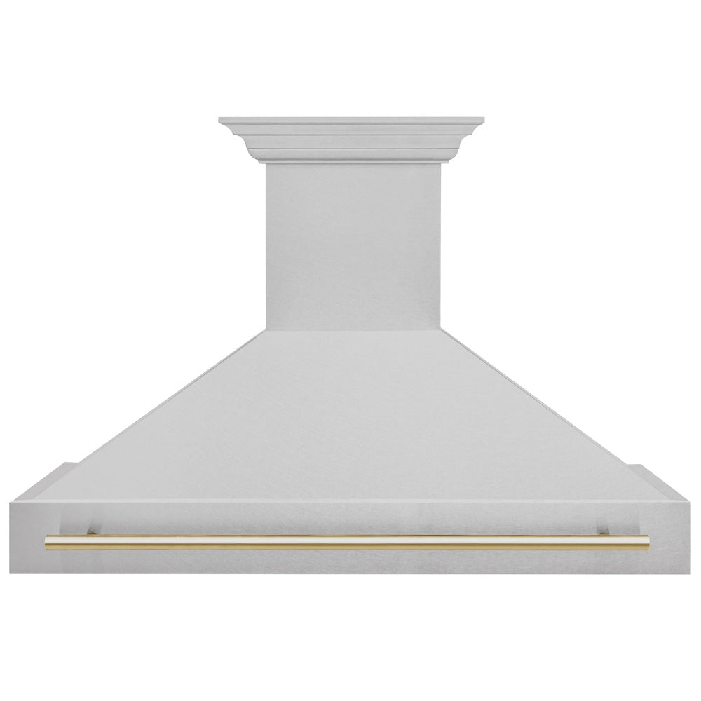 ZLINE Autograph Edition 48 in. Satin Stainless Steel Wall Mount Range Hood with Accent Handle (8654SNZ-48)