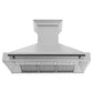 ZLINE Autograph Edition 48 in. Satin Stainless Steel Wall Mount Range Hood with Accent Handle (8654SNZ-48) front, under.
