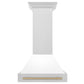 ZLINE Autograph Edition 30 in. Satin Stainless Steel Wall Mount Range Hood with White Matte Shell and Accent Handle (8654SNZ-WM30)