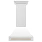ZLINE Autograph Edition 30 in. Satin Stainless Steel Wall Mount Range Hood with White Matte Shell and Accent Handle (8654SNZ-WM30)