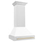 ZLINE Autograph Edition 30 in. Satin Stainless Steel Wall Mount Range Hood with White Matte Shell and Accent Handle (8654SNZ-WM30)